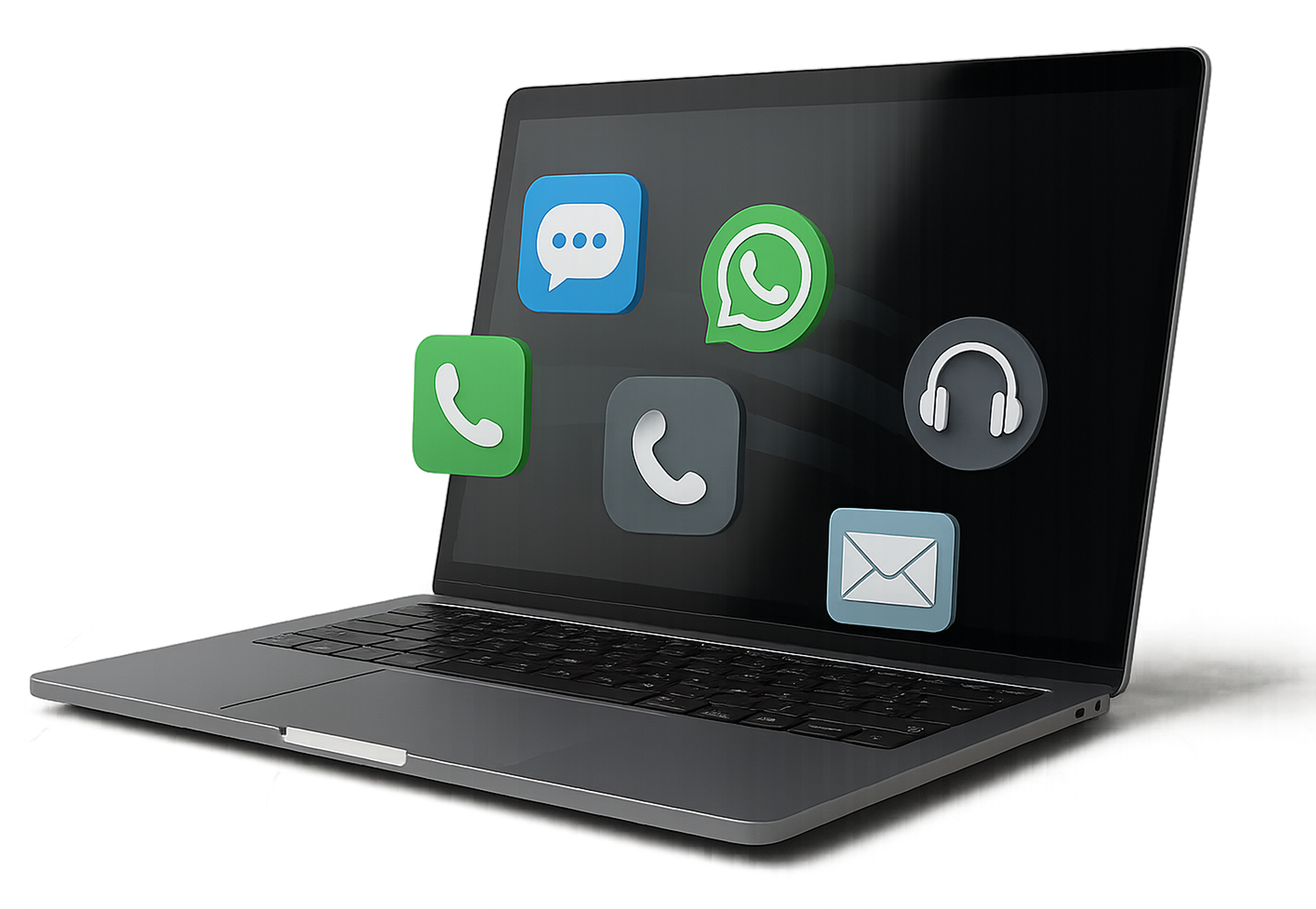 Laptop showing communication interface