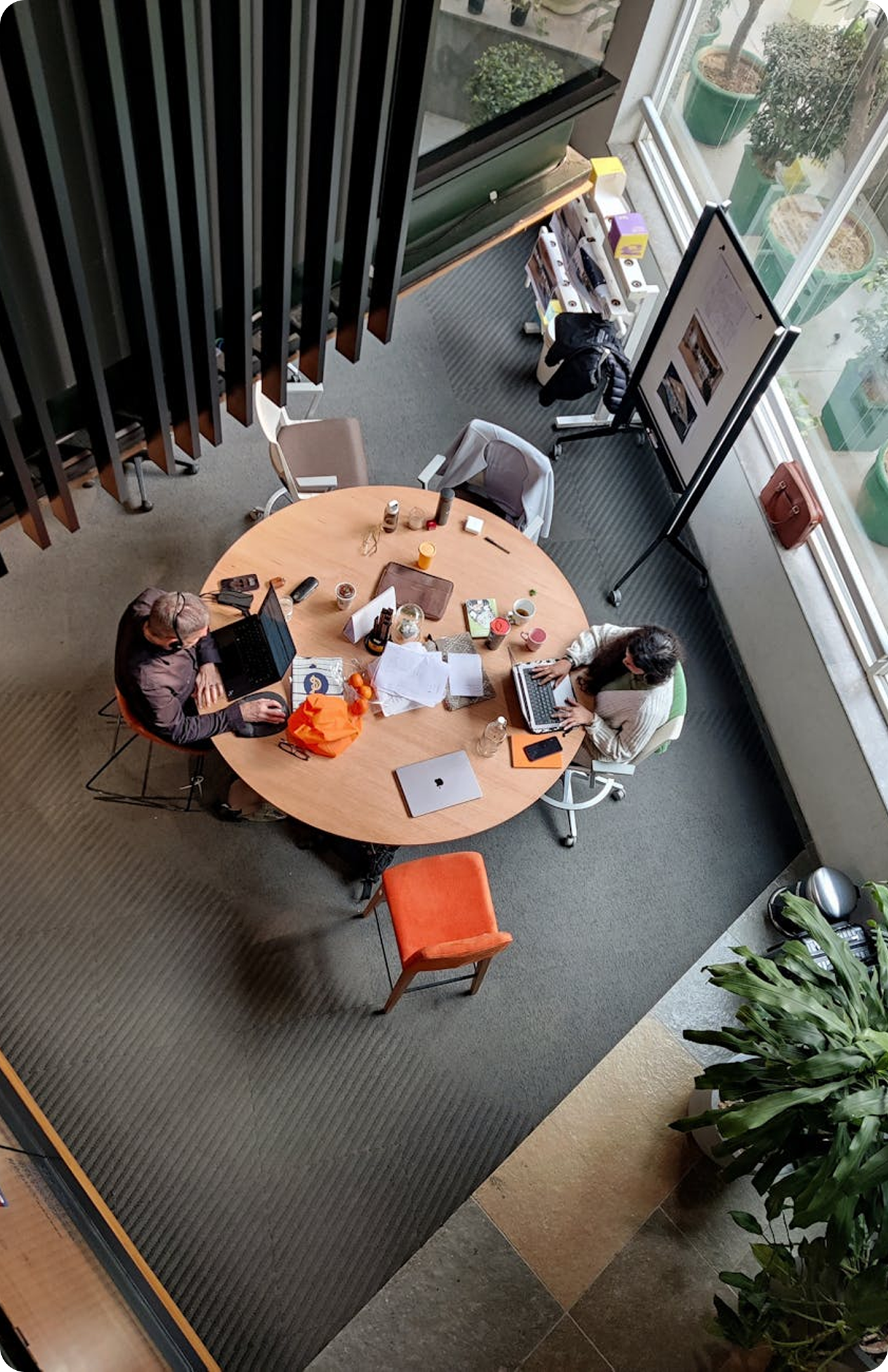Office workspace from above
