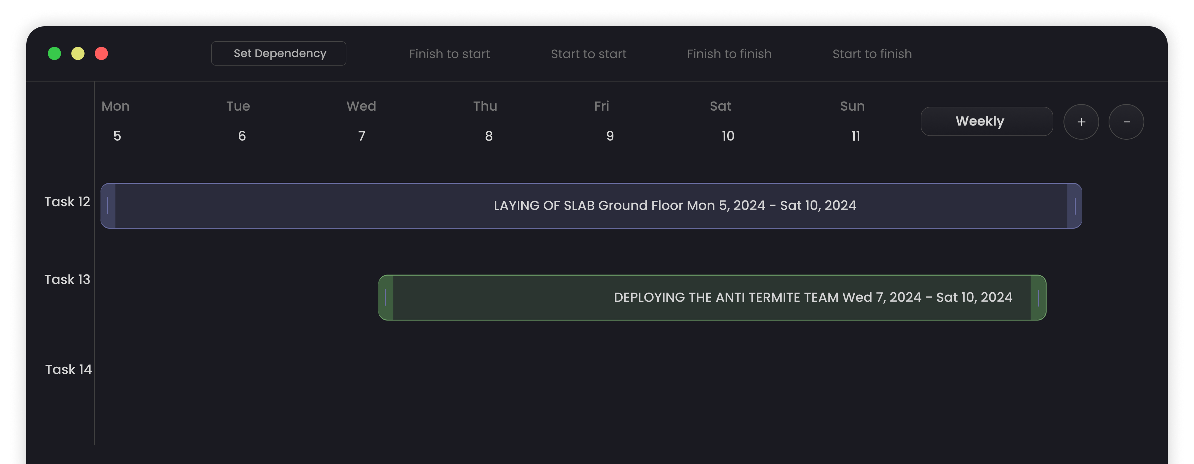 Construction Progress Gantt Chart