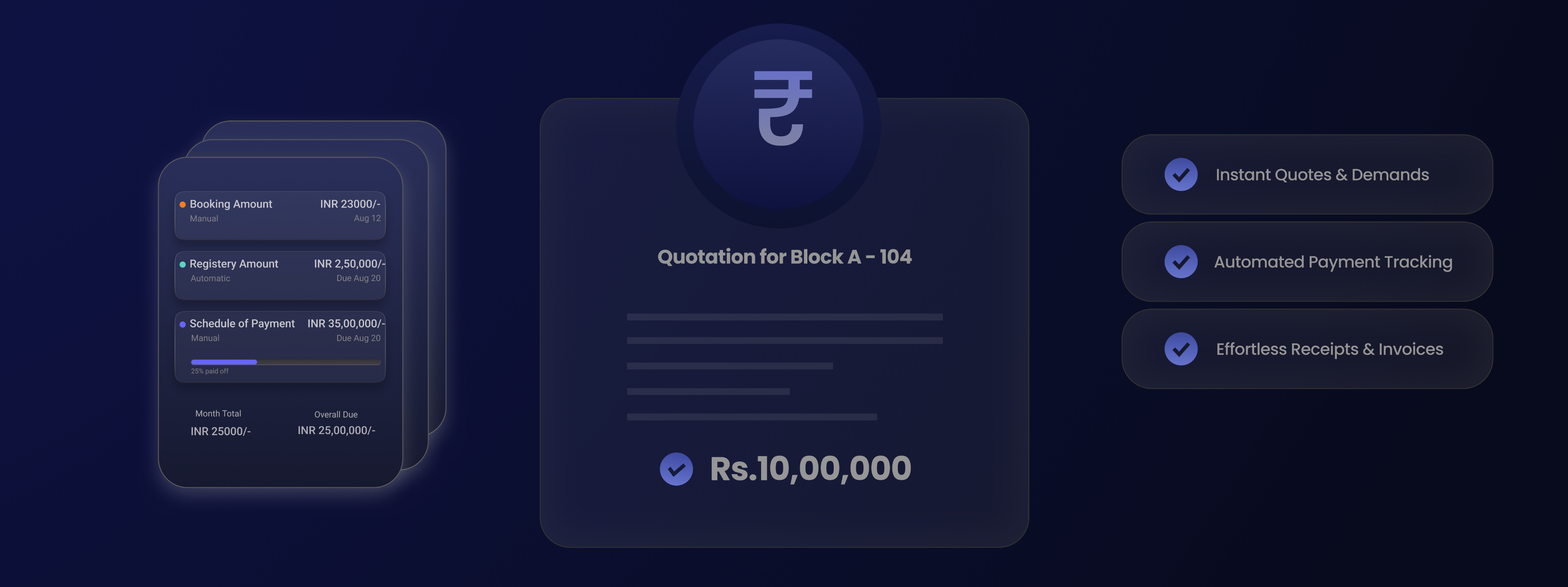 Property payment dashboard showing user profile and payment details